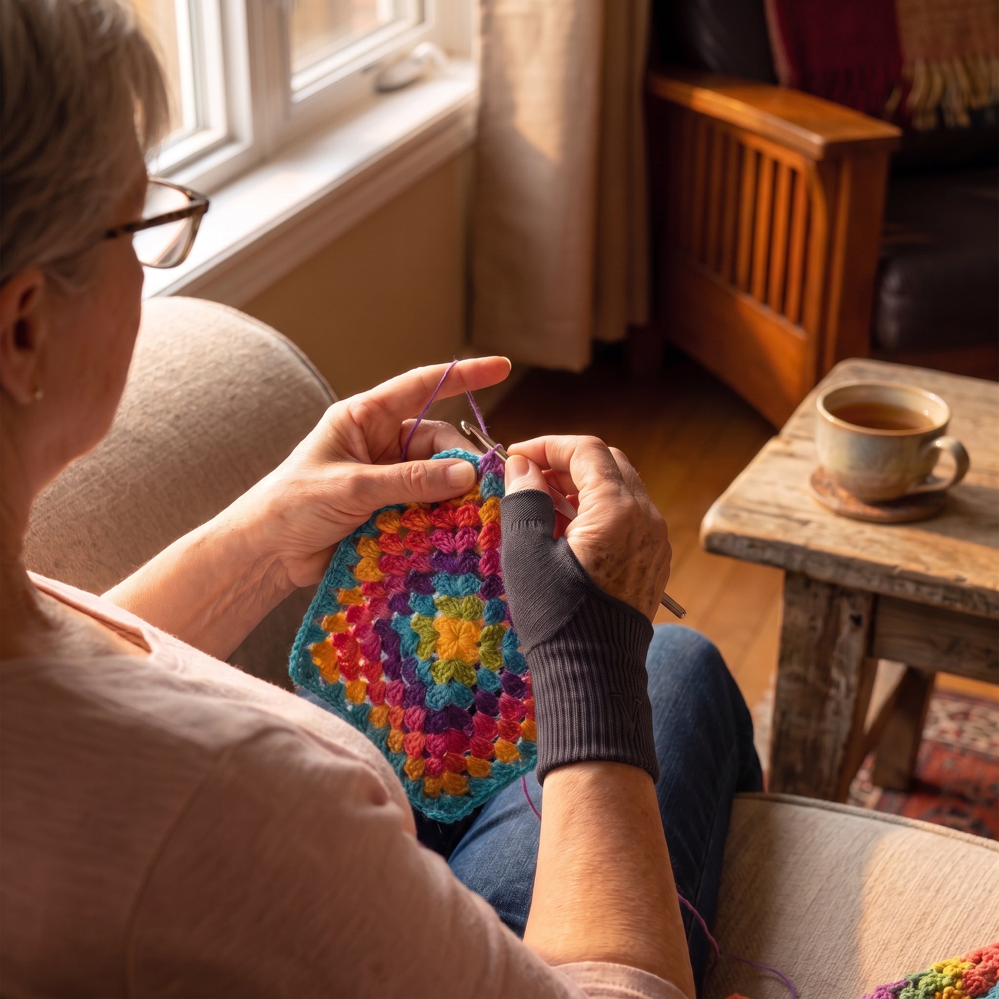 Fingers free while knitting